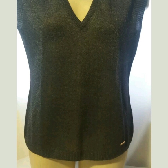 Escada Blue V Neck Sleeveless Top Size 38 US 8 - Picture 2 of 6